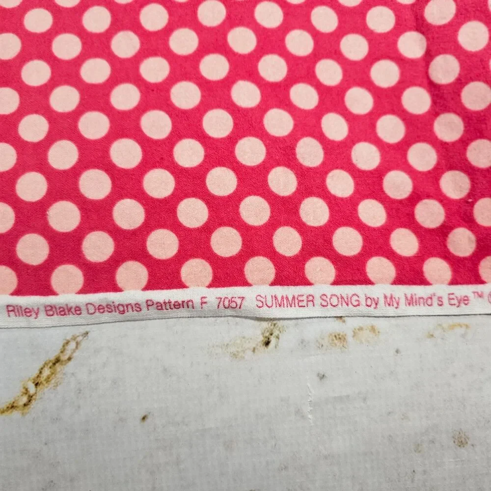 Riley Blake Summer Song My Mind's Eye Pink Polka Dot Flannel Fabric 17x44